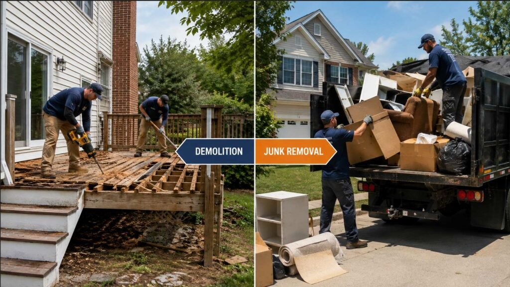 Demolition vs Junk Removal: What’s the Difference? (Woodbridge, VA Guide)